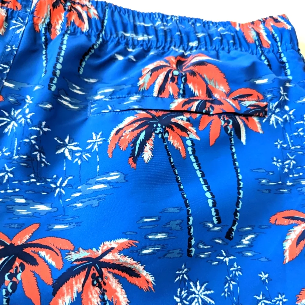 NAUTICA Men’s Performance Palm Tree Elastic Swim Trunk Shorts XXL NWT